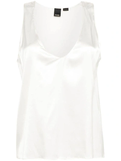 Pinko Satin-finish Sleeveless Top In White