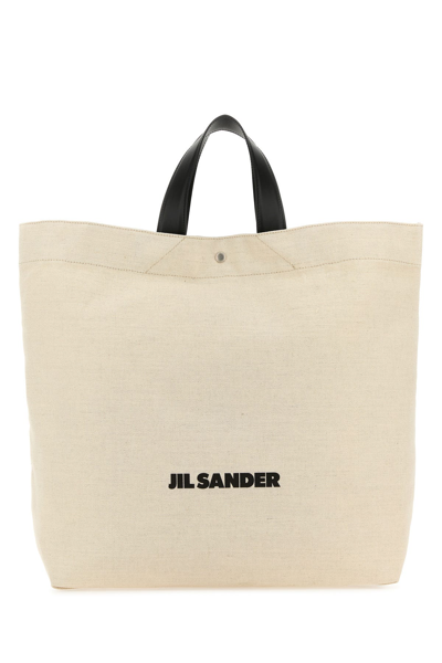 JIL SANDER JIL SANDER SAND CANVAS FLAT SHOPPING BAG