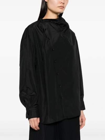 Lemaire Soft Collar Silk Blouse In Ash Black Bk983