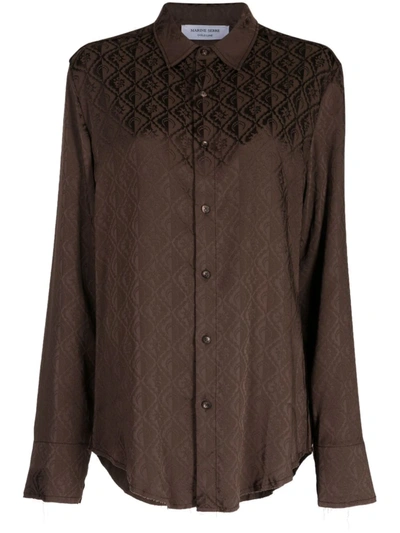 Marine Serre Moon Diamant-jacquard Satin Shirt In Br50