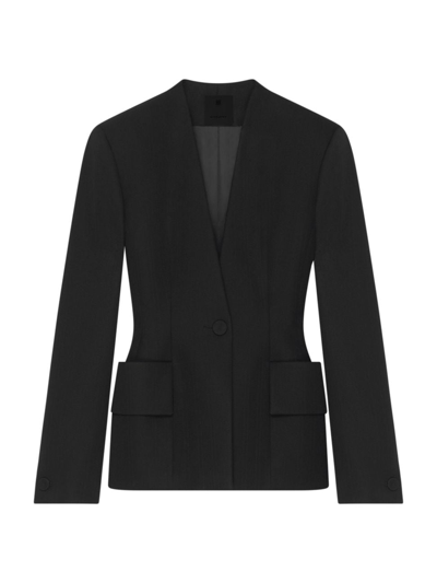 Givenchy Padded-shoulder Slim-fit Wool Jacket In Black