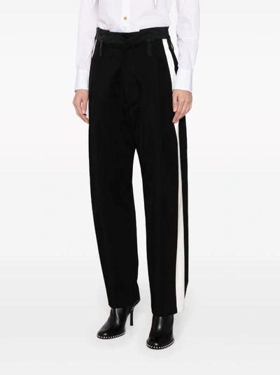 Meryll Rogge Striped Wool Trousers In Black