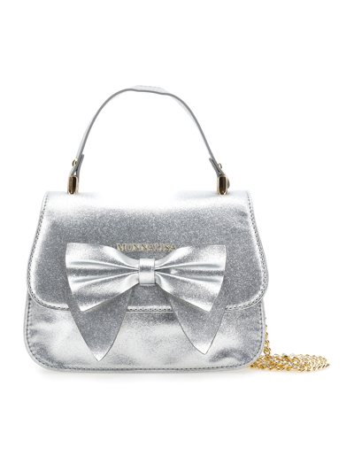 Monnalisa Glitter Handbag In Silver