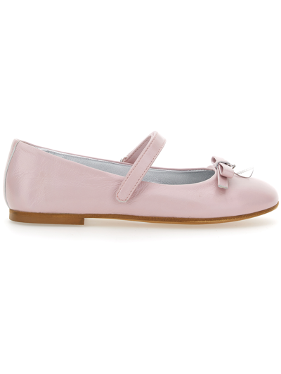 Monnalisa Iridescent Leather Ballet Flats In Rosa Fairy Tale