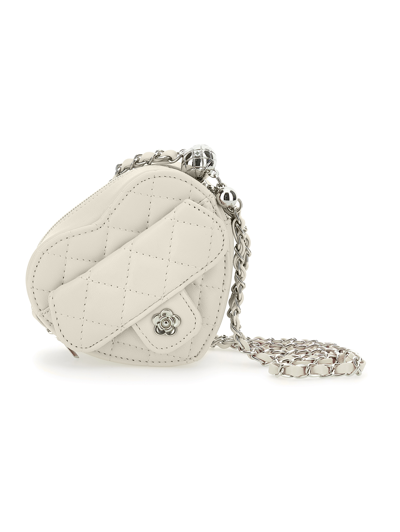 Monnalisa Heart-shaped Coated Fabric Bag In Cream