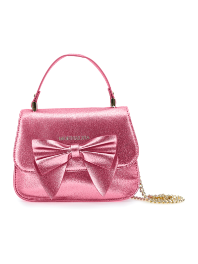 Monnalisa Glitter Handbag In Sachet Pink