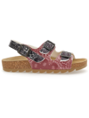 Monnalisa Paisley Print Sandals In Black + Red