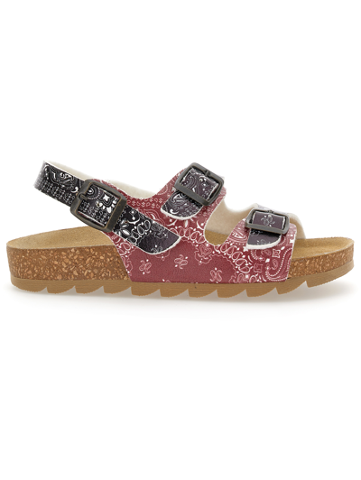 Monnalisa Kids'   Paisley Print Sandals In Black + Red