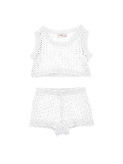 Monnalisa Babies'   Net Cover-up Set In White