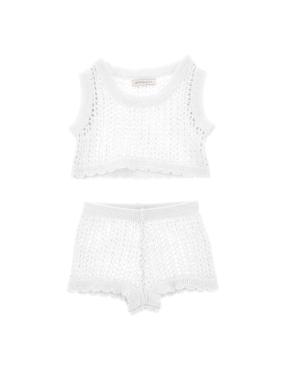 Monnalisa Kids'   Net Cover-up Set In White