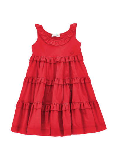 Monnalisa Kids'   Flared Muslin Dress In Red