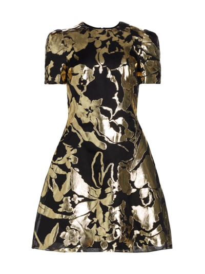 Pamella Roland Women's Floral Fil Coupé Cocktail Dress In Gold Metallic