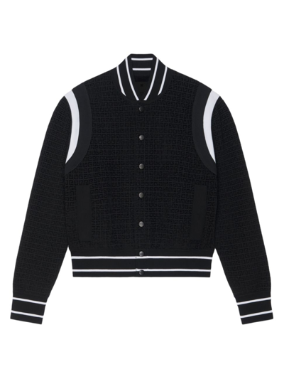 Givenchy Men's Varsity Jacket In 4g Knit With Velvet Effect In Black