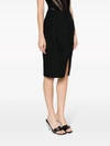 Mugler Viscose Twill High Rise Midi Skirt In 1999 Black