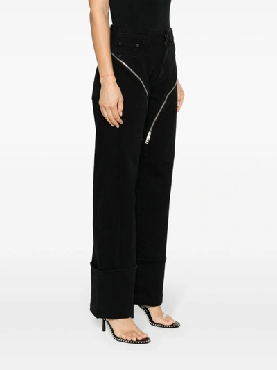 Mugler Straight Jeans With Zippers In Black