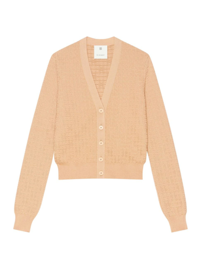 Givenchy Women's Cropped Cardigan In 4g Mini Jacquard In Tan