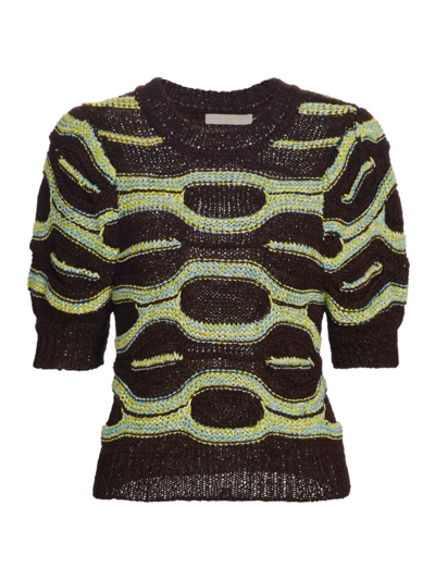 Ulla Johnson Alba Abstract-print Knitted Top In Marrón