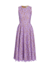 Michael Kors Large Floral Lace Sleeveless Midi Dress In Freesia