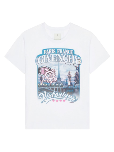 Givenchy Men's World Tour Boxy Fit T-shirt In Cotton In White