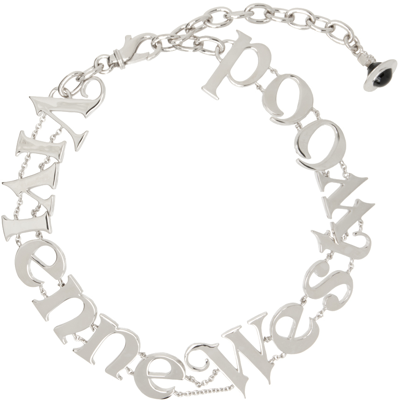 Vivienne Westwood Silver Raimunda Choker In P107 Platinum/black