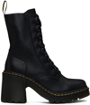 DR. MARTENS' BLACK CHESNEY LEATHER FLARED HEEL BOOTS