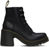 DR. MARTENS' BLACK JESY SENDAL LEATHER LACE UP BOOTS