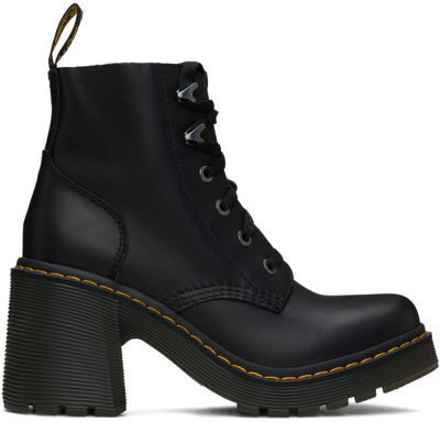 Dr. Martens' Black Jesy Sendal Leather Lace Up Boots In Black Sendal