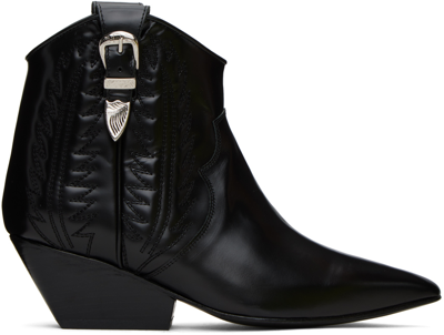 Toga Black Polido Ankle Boots In Aj1309 Black