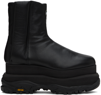 Sacai Black Padded Wedge Boots In 001 Black