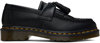 DR. MARTENS' BLACK ADRIAN YELLOW STITCH LEATHER TASSEL LOAFERS