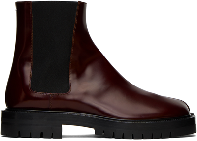 Maison Margiela Burgundy Tabi County Chelsea Boots In Red