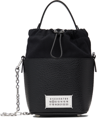Maison Margiela Black 5ac Bucket Small Bag In Animal Print