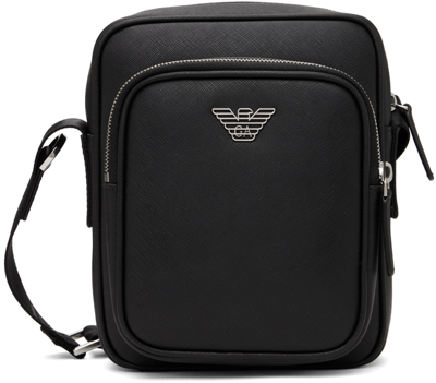 Emporio Armani Black Logo Plaque Messenger Bag