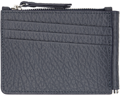 Maison Margiela Navy Four Stitches Wallet In T6313 Pewter