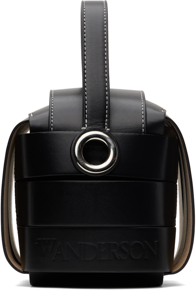Jw Anderson Black Knot Leather Top Handle Bag In Black 999