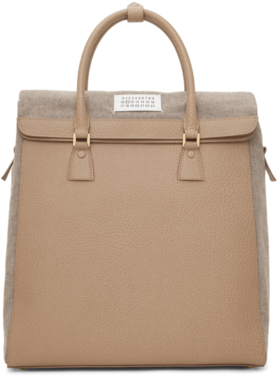 Maison Margiela Beige 5ac Daily Vertical Tote In T2070 Biche