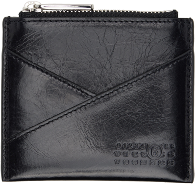 Mm6 Maison Margiela Black 6 Zipped Card Holder In T8013 Black