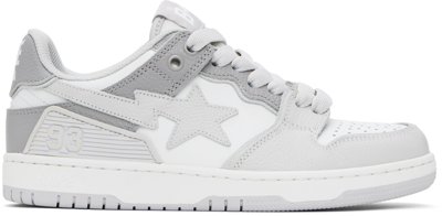 Bape White & Gray Sk8 Sta #5 Sneakers In Gya