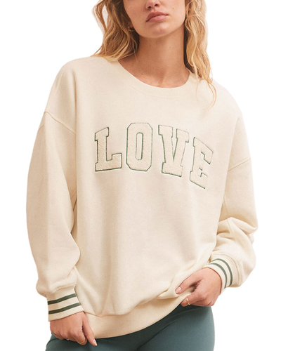 Z Supply Baseline Sweatshirt In Love In Beige