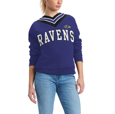 Tommy Hilfiger Purple Baltimore Ravens Heidi V-neck Pullover Sweatshirt