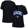 PROFILE PROFILE BLACK ORLANDO MAGIC PLUS SIZE ARCH OVER LOGO V-NECK T-SHIRT