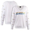 CUCE CUCE WHITE LOS ANGELES CHARGERS SEQUIN FLEECE V-NECK T-SHIRT