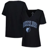 Profile Black Memphis Grizzlies Plus Size Arch Over Logo V-neck T-shirt In Black