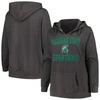 Champion Women's  Heather Charcoal Michigan State Spartans Plus Size Heart & Soul Notch Neck Pullover In Heather Charcoal