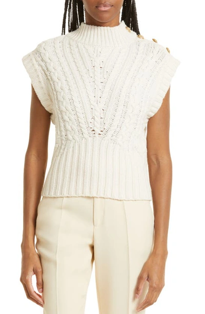 Veronica Beard Holton Cable-knit Waistcoat In Off-white