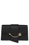 Strathberry Crescent Flap Leather Chain Shoulder Bag In Black