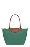 Longchamp Medium Le Pliage Nylon Shoulder Tote In Green