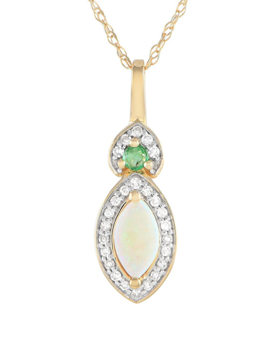 Gemstones 14k 0.07 Ct. Tw. Diamond & Gemstone Necklace In Gold
