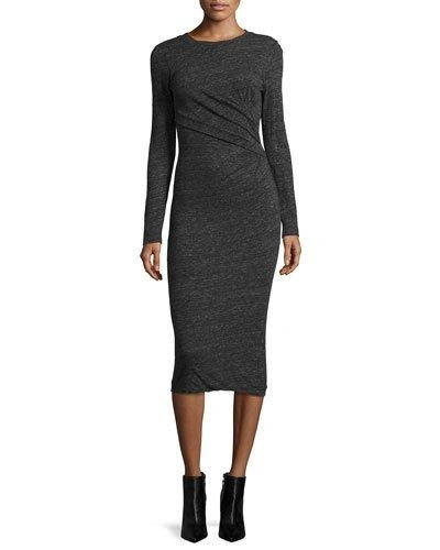 Iro Napinka Crewneck Long-sleeve Cotton-blend Midi Dress