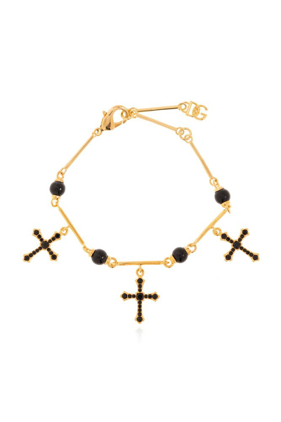 Dolce & Gabbana Cross Embellished Bracelet In Gold